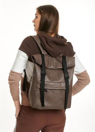Жіночий рюкзак ролл rolltop lsh світло-коричневий нубук2 фото