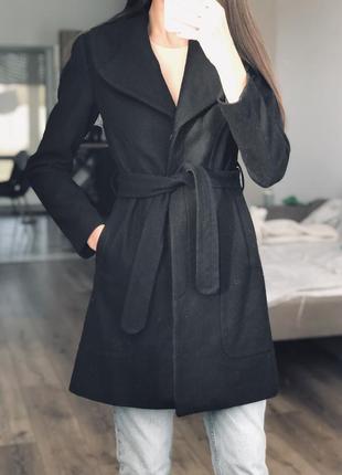 Черное пальто h&m шерсть