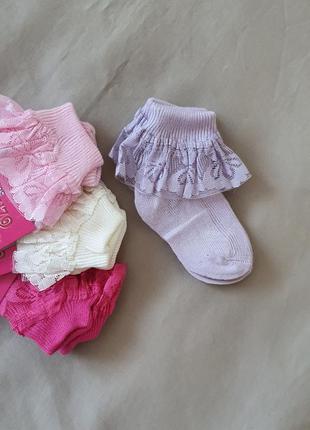 Набір 4шт шкарпеточки для дівчаток немовляток, у пологовий, носочки новорождённым