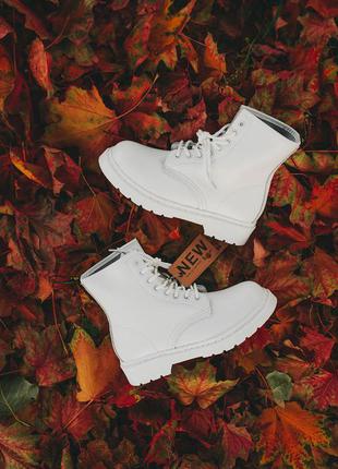 Черевики шкіряні dr.martens white🍁чоботи демісезонні