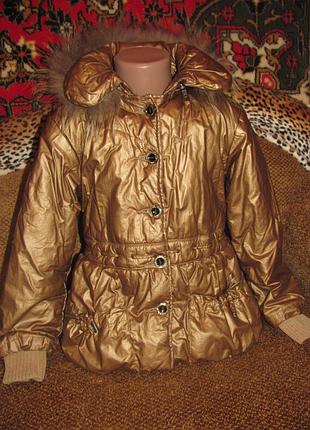 Классный пуховик куртка для девочки натуральный