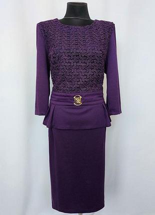 Суперціна. стильне плаття з мереживною вставкою, фіолет. туреччина. нове, р-ри 52-54