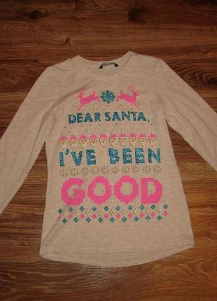 Новорічний реглан george 9-10 років "дорогий санта, я була хорошою дівчинкою"