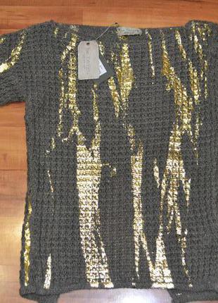 Итальянский свитер, цвета дыма с золотыми разводами р.м3 фото