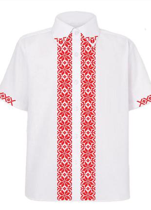 Рубашка вышиванка белая с красным орнаментом (4100)1 фото