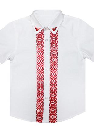 Рубашка вышиванка белая с красным орнаментом (4100)2 фото