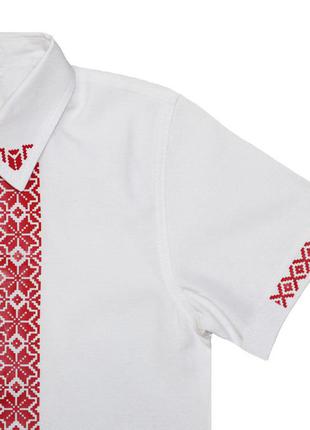 Рубашка вышиванка белая с красным орнаментом (4100)3 фото