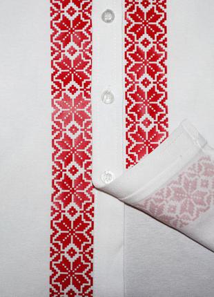 Рубашка вышиванка белая с красным орнаментом (4100)7 фото