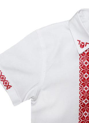 Рубашка вышиванка белая с красным орнаментом (4100)6 фото