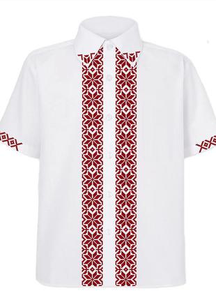 Сорочка вишиванка біла з бардовым орнаментом (4106)