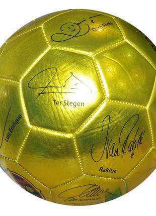 Золотий футбольний м'яч барселона з автографами гравців (1876)5 фото