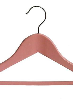 Дерев'яні рожеві плічка вішалки 32см з поперечиною для дитячого одягу1 фото