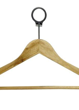 Дерев'яна світла антивандальна вішалка-плічко 44см з поперечиною