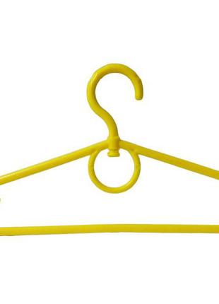 Пластмассовые плечики жёлтые 39см с перекладиной и поворотным крючком