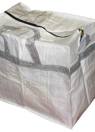 Біла однотонна господарська сумка 600/500мм на блискавці для покупок
