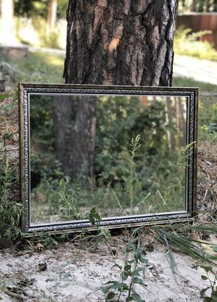 Дзеркало ретро 70/50см в багетній дерев'яній рамці1 фото