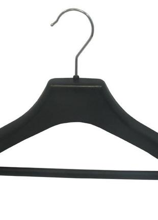 Чорні щільні костюмні плічка вішалки 50см з широким плечем і знімною поперечиною для одягу