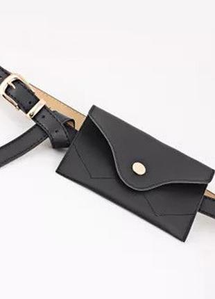 Женская классическая бананка пояс-кошелек 0001 черная