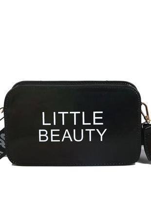Женская детская прямоугольная голографическая сумка кросс-боди через плечо little beauty черная