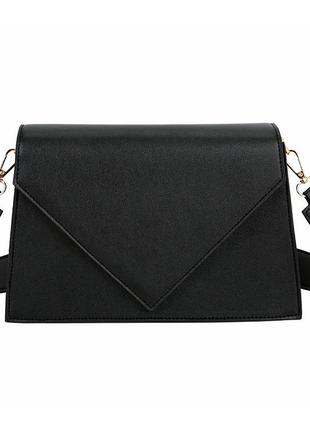 Женская классическая сумка через плечо кросс-боди на ремне черная