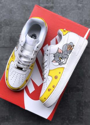 Кросівки шкіряні nike air force one tom and jerry, кроссовки кожаные4 фото