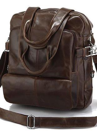 Сумка рюкзак шкіряна 14150, коричневий1 фото