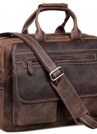 Сумка vintage 14570 з вінтажній шкіри коричневий, коричневий