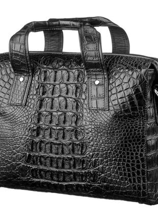 Сумка crocodile leather 18022 из натуральной кожи крокодила черная, черный1 фото