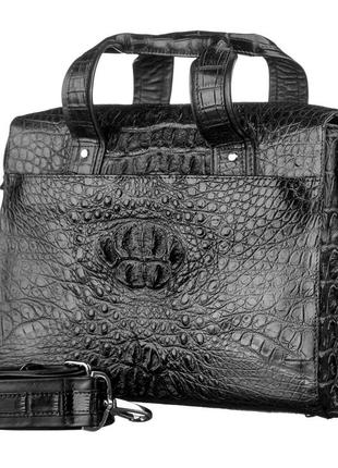 Сумка crocodile leather 18022 з натуральної шкіри крокодила чорна, чорний2 фото