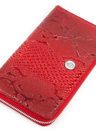 Кошелек-клатч женский karya 17070 кожаный красный, красный1 фото
