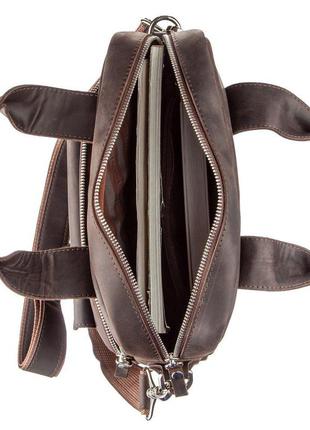 Винтажная сумка под а4 вертикального формата в матовой коже 11166 shvigel, коричневая, коричневый4 фото