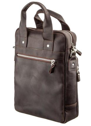 Винтажная сумка под а4 вертикального формата в матовой коже 11166 shvigel, коричневая, коричневый2 фото