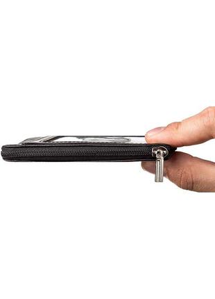 Тонкий компактний гаманець shvigel 11126 з натуральної шкіри чорний, чорний2 фото