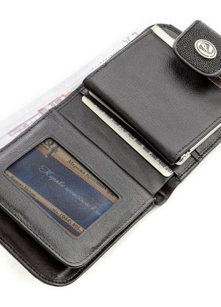 Горизонтальний гаманець stingray leather 18561 з натуральної шкіри морського скату чорний, чорний4 фото