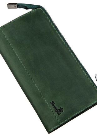Клатч унисекс кожаный винтаж shvigel 16188 зеленый1 фото