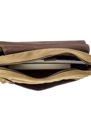 Текстильна сумка для ноутбука 13 дюймів через плече vintage 20188 хакі4 фото