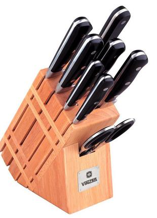 Набор кухонных ножей vinzer master на деревянной подставке (50111)