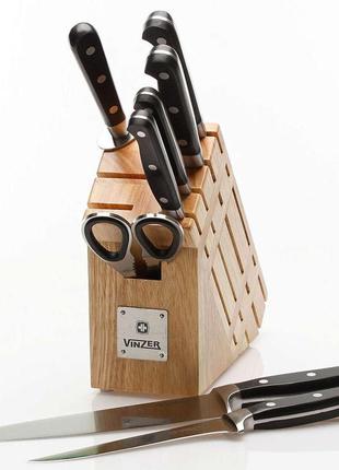 Набор кухонных ножей vinzer master на деревянной подставке (50111)3 фото