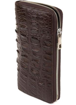 Кошелек-клатч из натуральной кожи крокодила crocodile leather 18017 коричневый2 фото