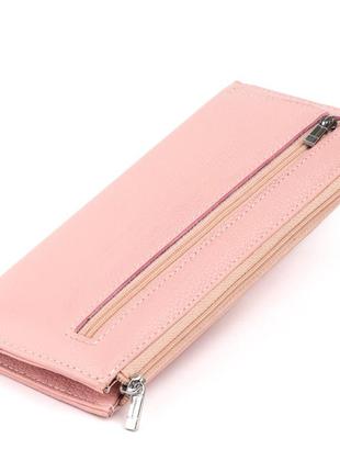 Горизонтальный тонкий кошелек из кожи женский st leather 19325 розовый3 фото