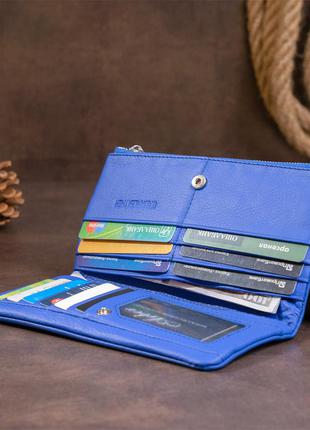 Вертикальний гаманець на кнопці унісекс st leather 19205 синій8 фото