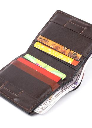 Вертикальное портмоне-кредитница комби в гладкой коже grande pelle 11328 коричневое3 фото