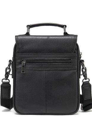 Вертикальная мужская сумка в мягкой коже vintage 20367 черная4 фото