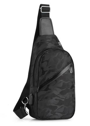 Мужская сумка слинг камуфляжная joy art sp1551, черная