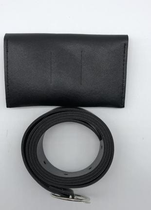 Жіночий класичний пояс-гаманець чорний5 фото