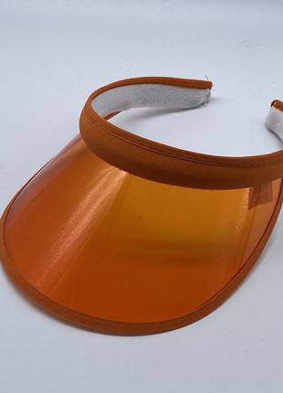 Женский пластиковый прозрачный козырёк оранжевый