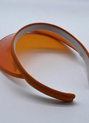 Жіночий пластиковий прозорий козирок помаранчевий2 фото