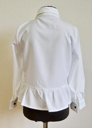 Детская школьная блузка (рубашка) для девочек 6-8 лет белого цвета3 фото