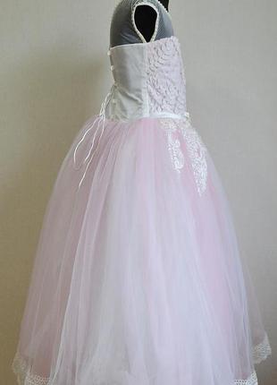 Нарядное бальное платье на девочек 5-7 лет пышное детское, бледно-розового цвета5 фото