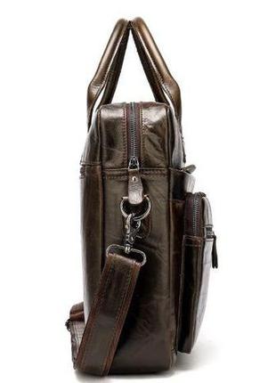 Шкіряна чоловіча сумка vintage 14795 коричневий, коричневий3 фото